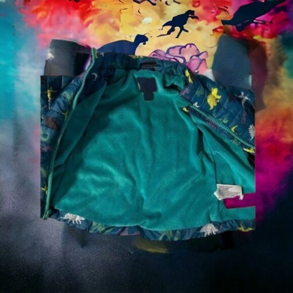 Cat & Jack Girl’s Dinosaur Coat & Mittens - Picture 4 of 7